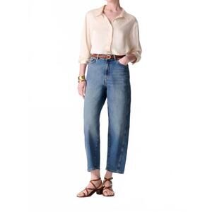 NEW VANESSABRUNO caleb high waisted barrel cut jeans in bleu gris